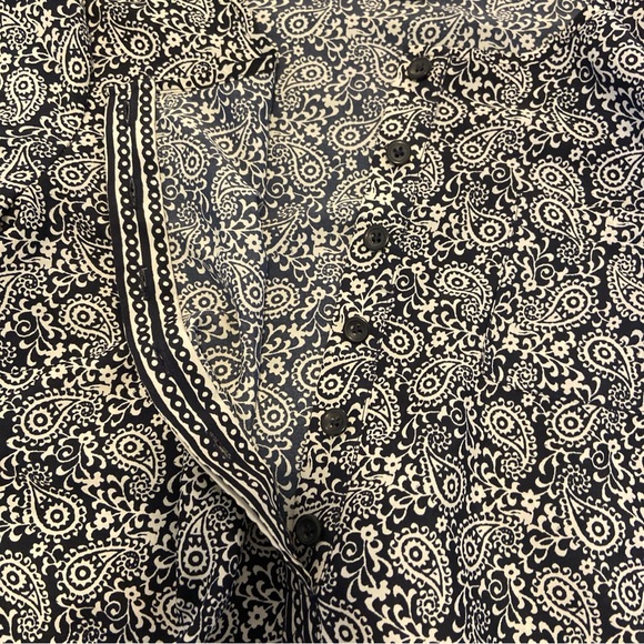 Ann Taylor Loft Aztec Long Sleeve Romper Sz 6 Navy Blue Geo Print Pockets - Picture 6 of 12